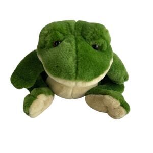 Wishpets Frog Plush Toad Prince Vintage 1998 Green Velvet Stuffed Animal